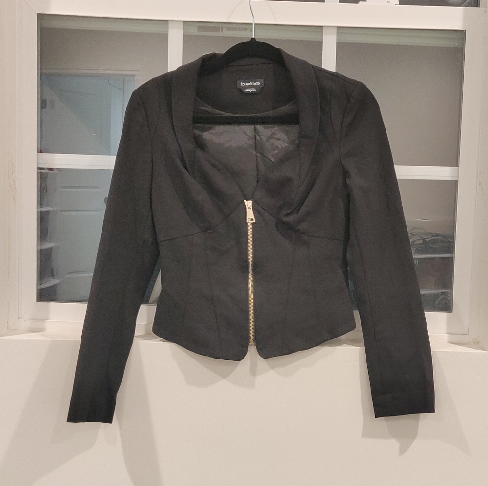 Bebe zipper blazer 6 black
